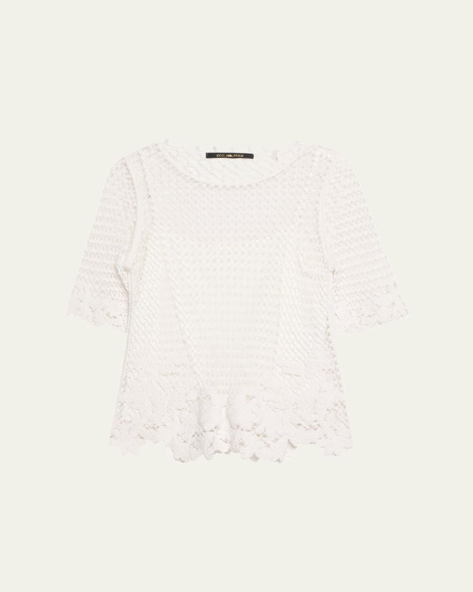 Sylvs Floral Crochet Rosette Net Blous